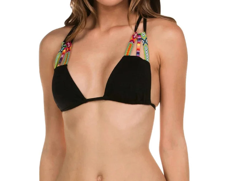 Besties Solid Triangle Bikini Top In Isa Black