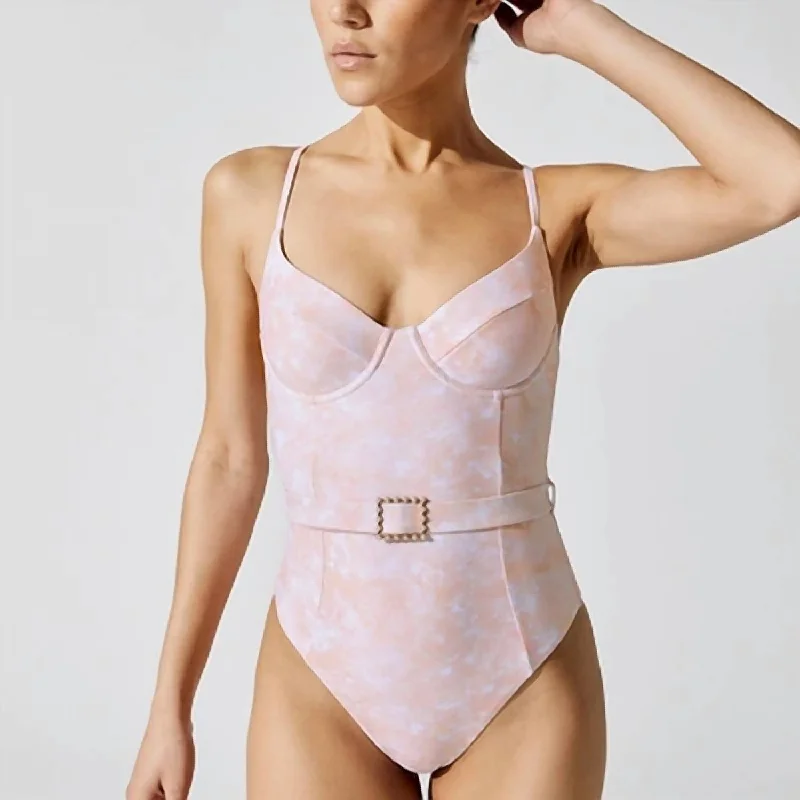 Danielle One Piece In Abstract Marble Dusty Pink