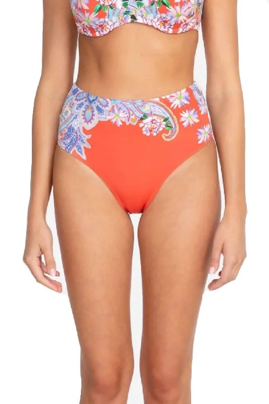 Drew High Waist Bottom In Orange Multi