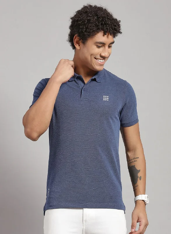 Men Blue Solid T-Shirt