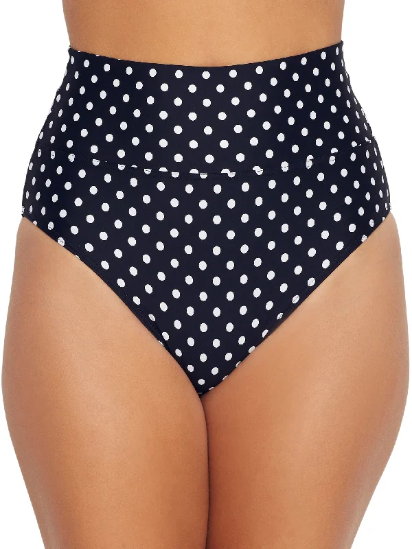 Sunsets Women's Black Dot Fold-Over High-Waist Bikini Bottom