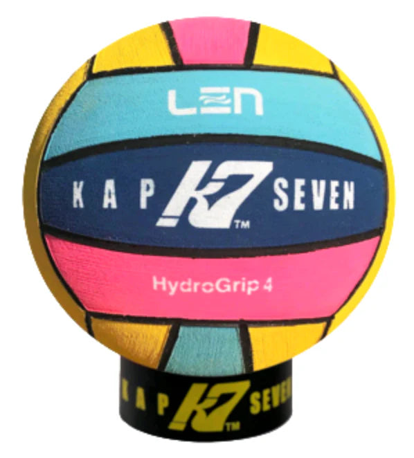 Kap7 LEN Water Polo Ball | HydroGrip Size 4, Women / Youth (Multi-Colour)