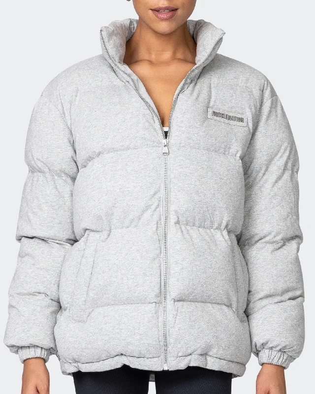 Womens Muse Oversized Puffer Jacket - Light Grey Marl