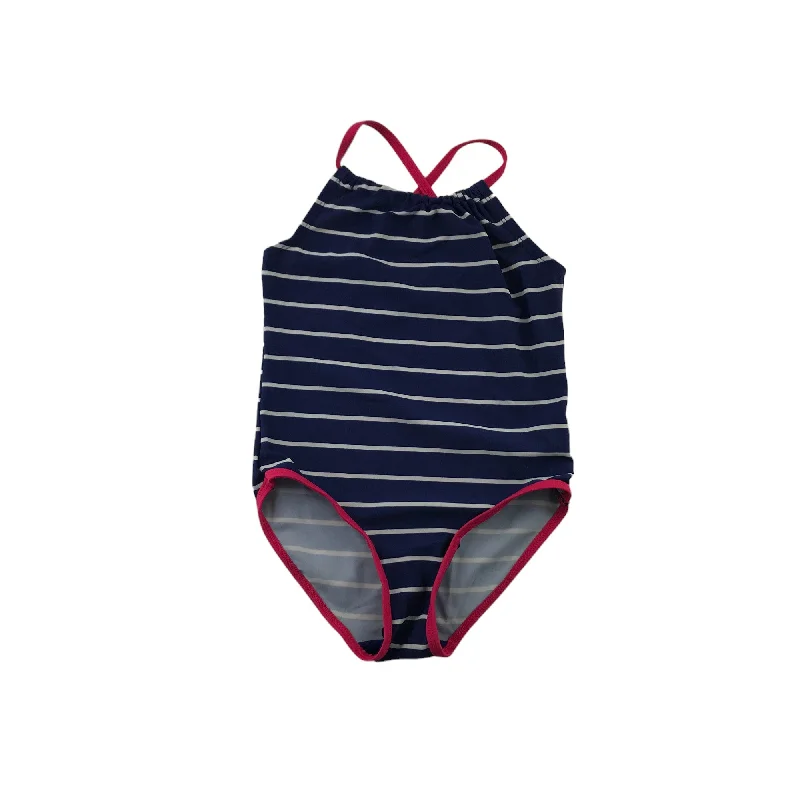 Tu Swimsuit Age 6 Navy Blue Stripy One Piece Cossie