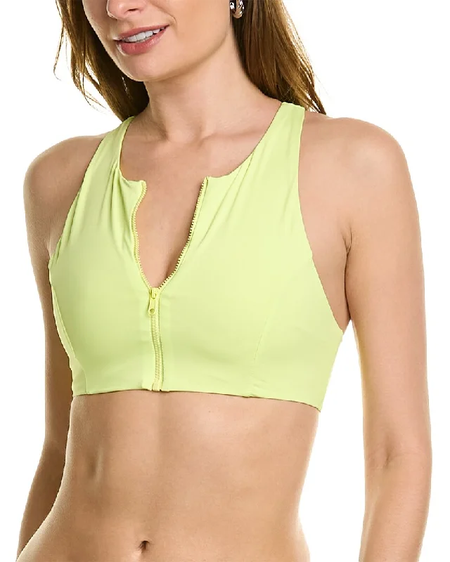 WeWoreWhat Zip Front Racerback Halter Bikini Top