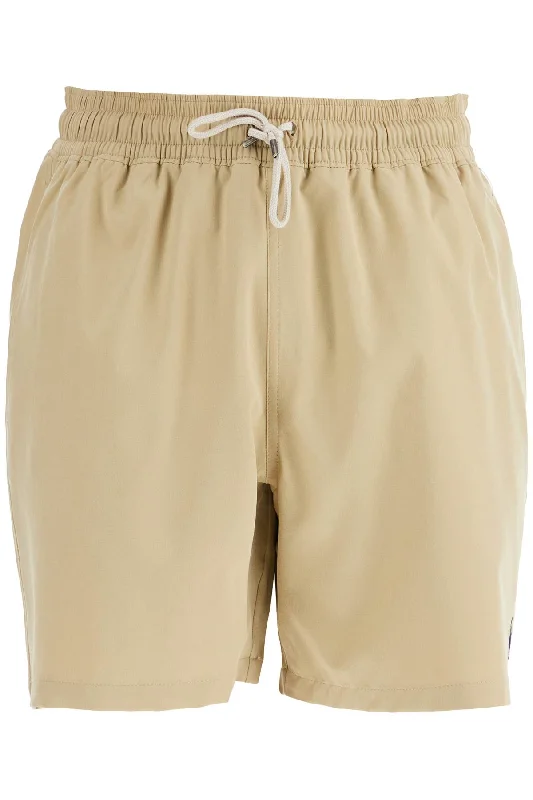 Polo Ralph Lauren Men's  Solid Color Mid-Trunk Swim Trunks In Recycled Polyester With Pocket