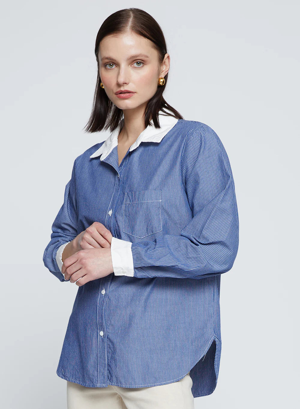 Owen Stripe Classic Pocket Shirt Owen Blue