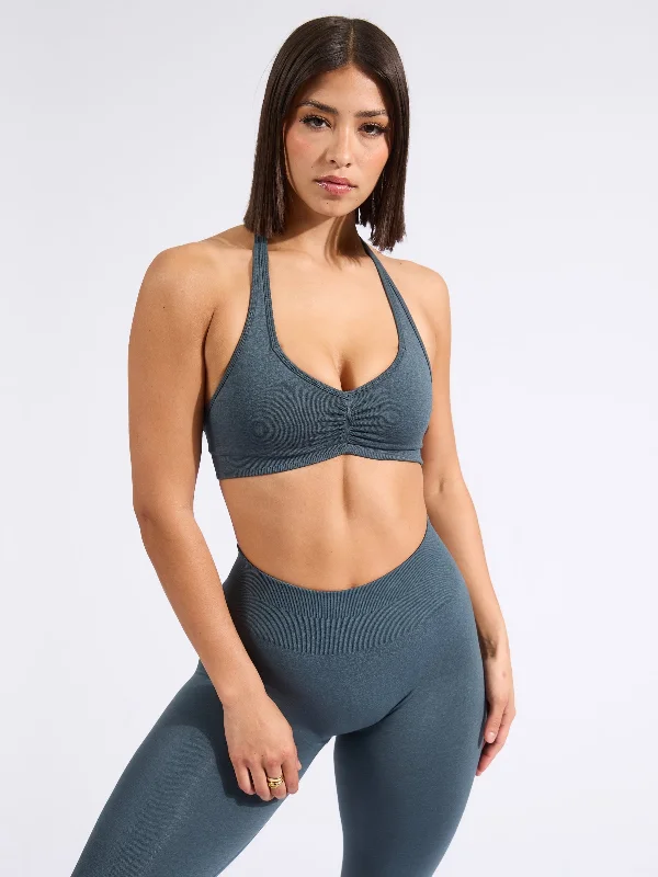 Halter Seamless Sports Bra - Enchanted Teal