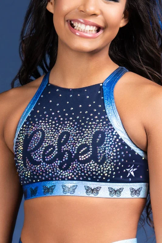 Jayla Sports Bra in Navy Butterfly