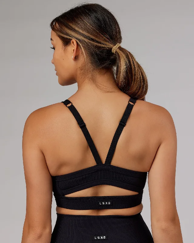 Momentum Ribbed Sports Bra - Black