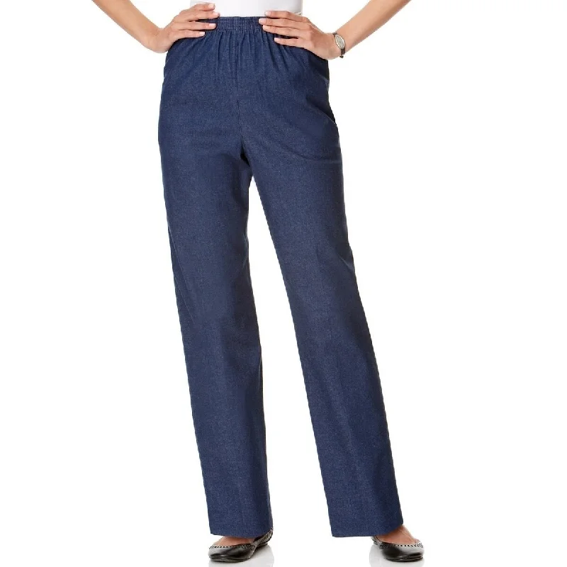 Alfred Dunner Women's Petites Stretch Pull On Casual Pants Denim Size 6" - Blue