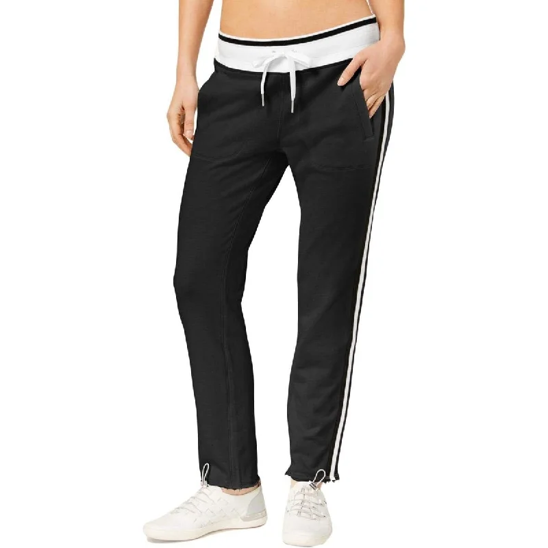 Calvin Klein Women's Performance Terry Striped Ankle Sweatpants Black Size Small