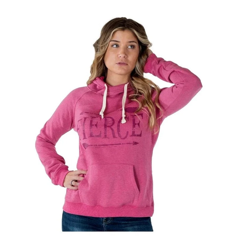 Cowgirl Tuff Western Sweatshirt Womens Fierce Hooded Fuchsia SIG2001