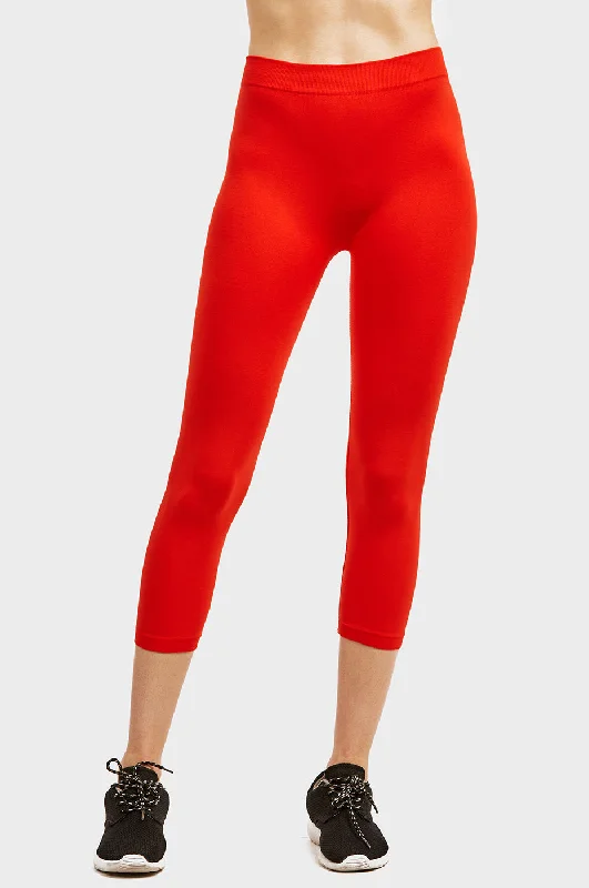 SOFRA LADIES POLYESTER CAPRI LEGGINGS (EX901)