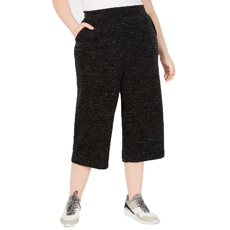 Ideology Women's Plus Size Wide-Leg Pants Black Size Extra Large - X-Large