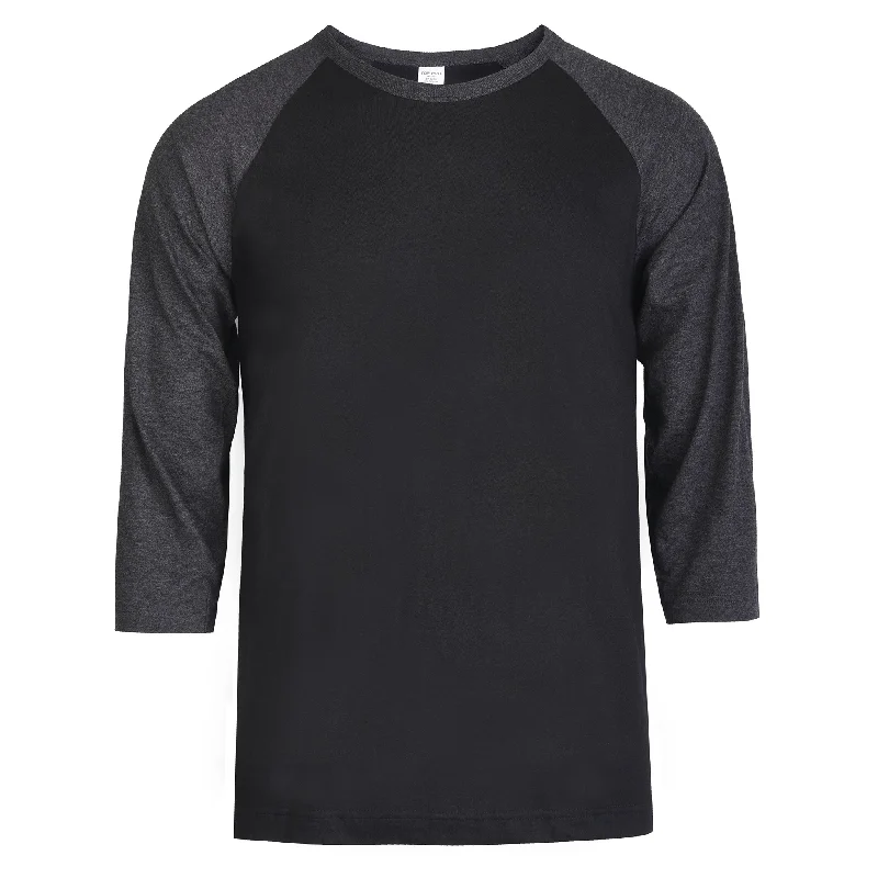 TOP PRO MEN'S 3/4 SLEEVE BASEBALL TEE (MBT001_C.GR/BLK)