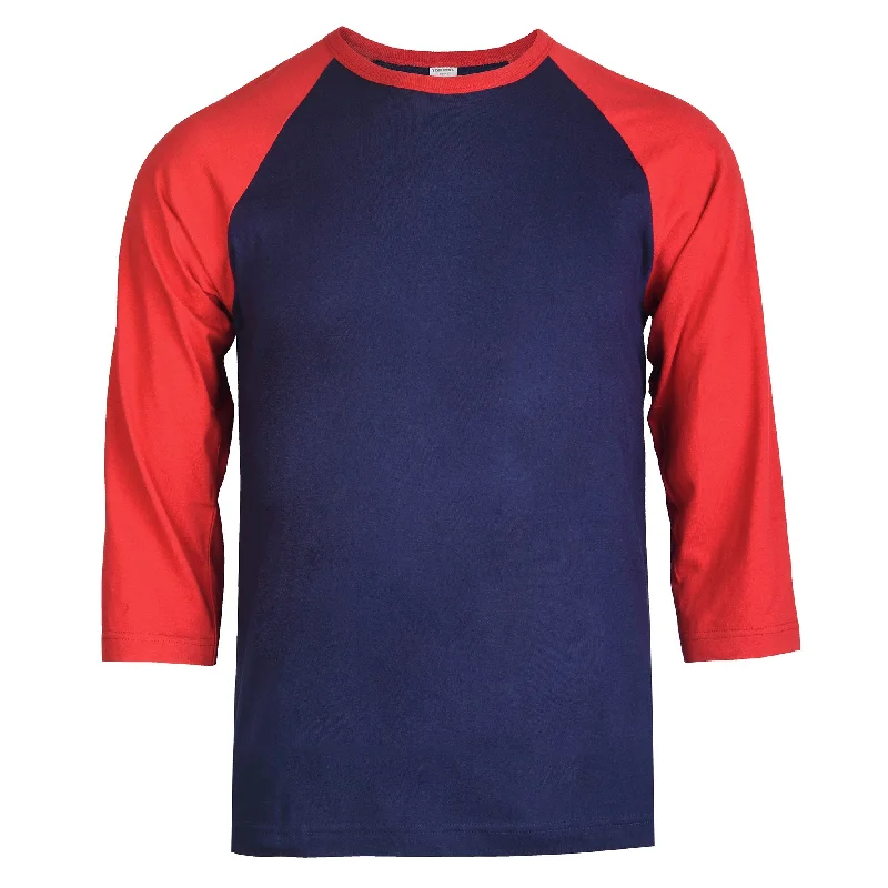 TOP PRO MEN'S 3/4 SLEEVE BASEBALL TEE (MBT001_D.RED/NV)