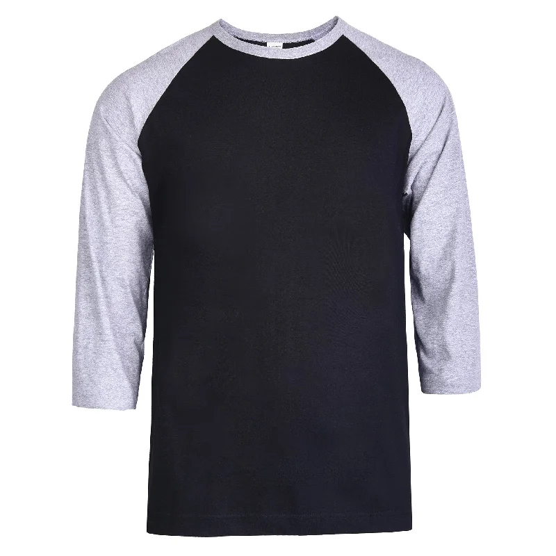 TOP PRO MEN'S 3/4 SLEEVE BASEBALL TEE (MBT001_H.GR/BLK)