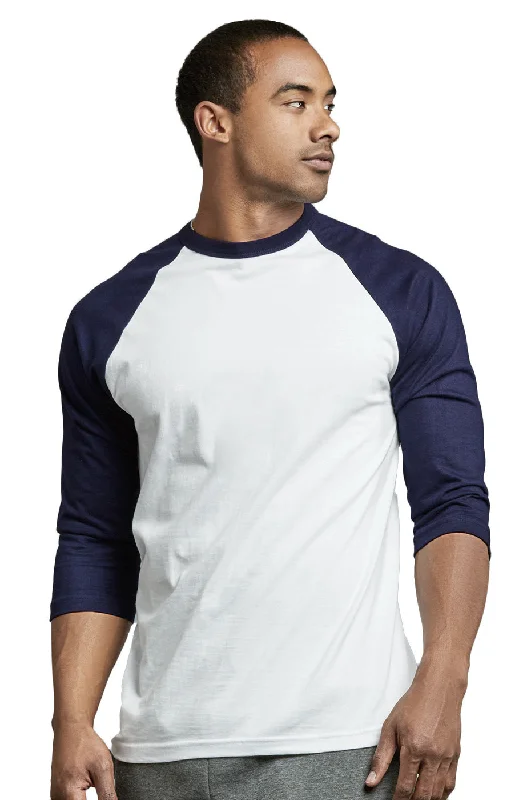 TOP PRO MEN'S 3/4 SLEEVE BASEBALL TEE (MBT001_NV/WHT)