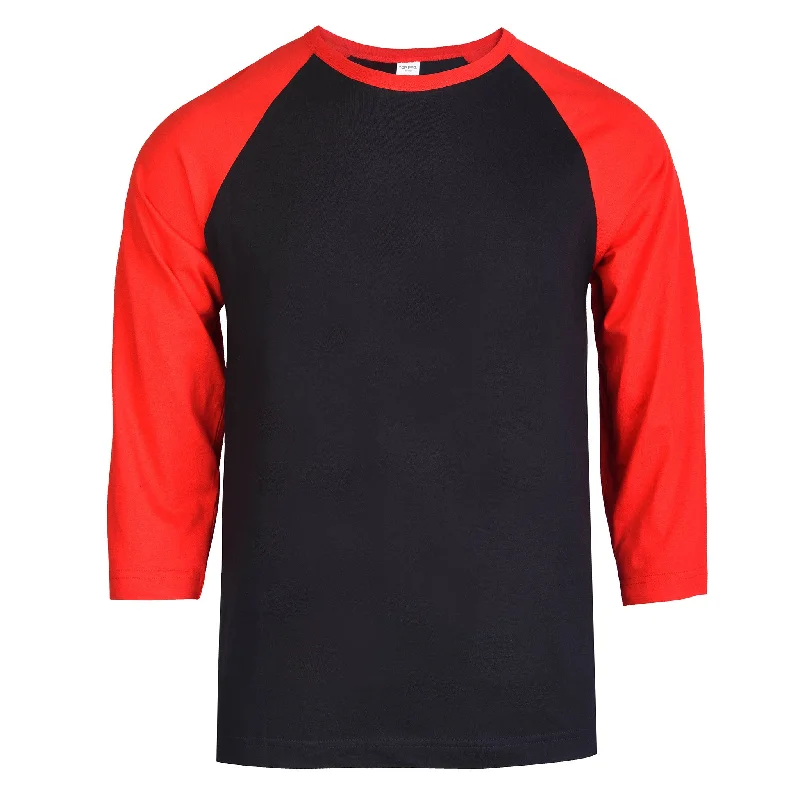 TOP PRO MEN'S 3/4 SLEEVE BASEBALL TEE (MBT001_RD/BLK)