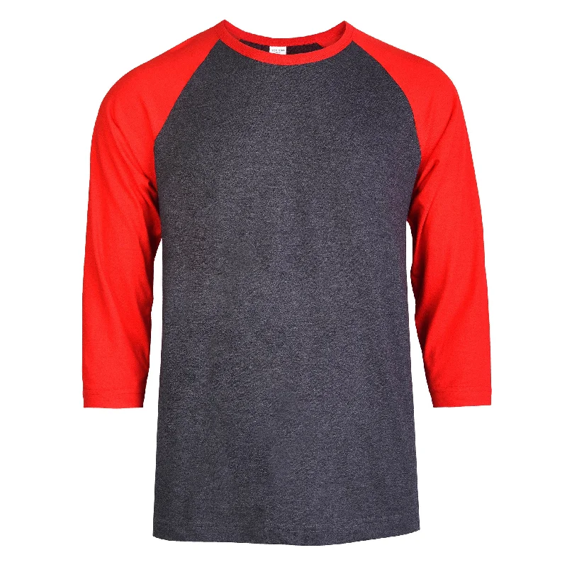 TOP PRO MEN'S 3/4 SLEEVE BASEBALL TEE (MBT001_RED/C.GR)