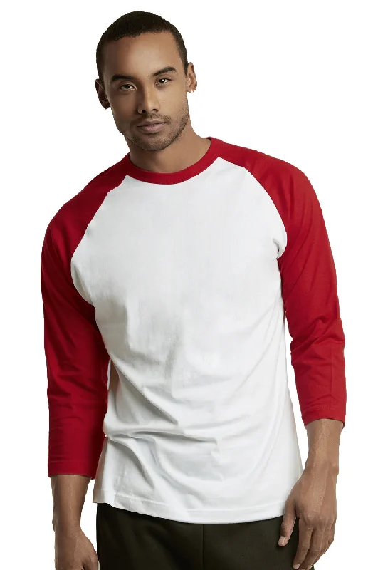 TOP PRO MEN'S 3/4 SLEEVE BASEBALL TEE (MBT001_RED/WHT)