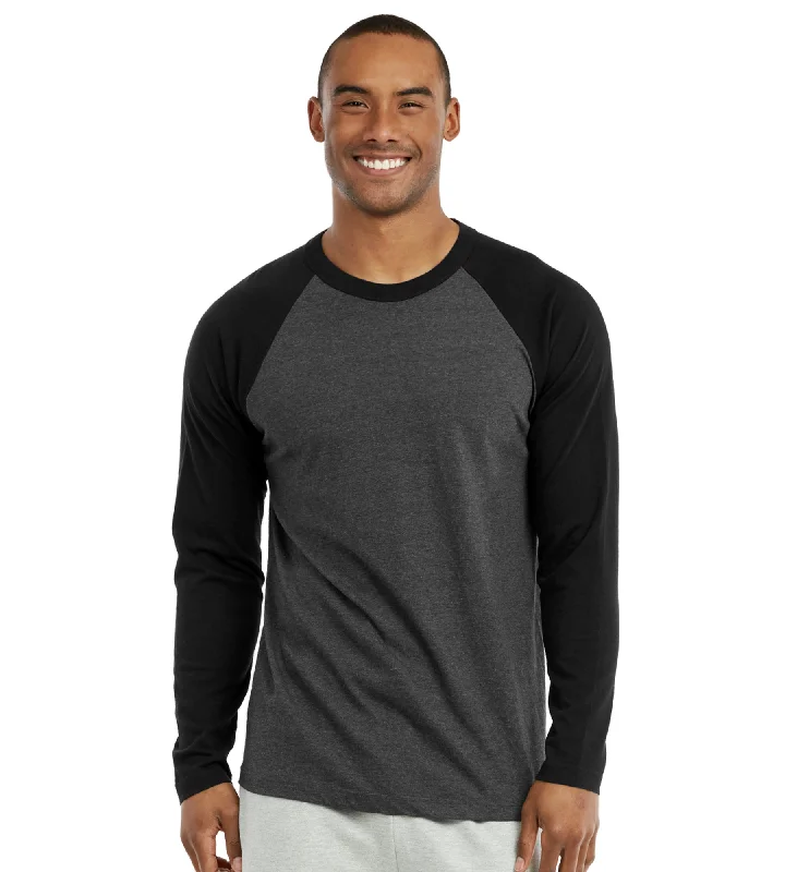 TOP PRO MEN'S LONG SLEEVE BASEBALL TEE (MBT002_BLK/C.GR)