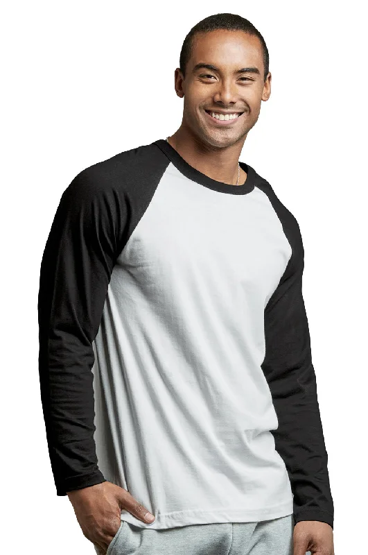 TOP PRO MEN'S LONG SLEEVE BASEBALL TEE (MBT002_BLK/WHT)