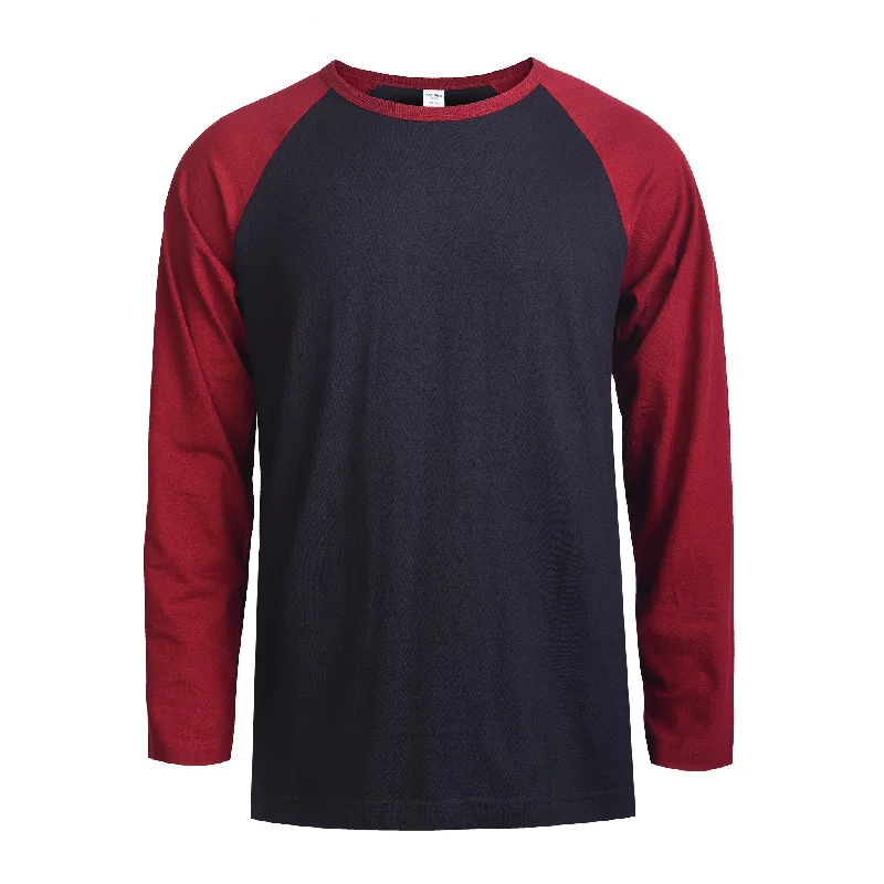 TOP PRO MEN'S LONG SLEEVE BASEBALL TEE (MBT002_BUR/BL)