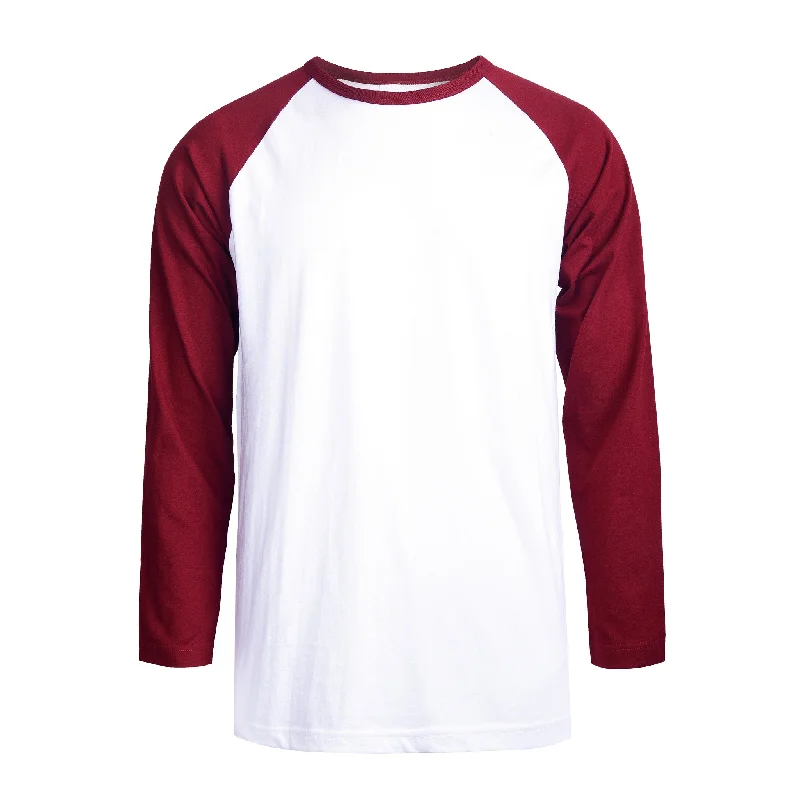 TOP PRO MEN'S LONG SLEEVE BASEBALL TEE (MBT002_BUR/WHT)