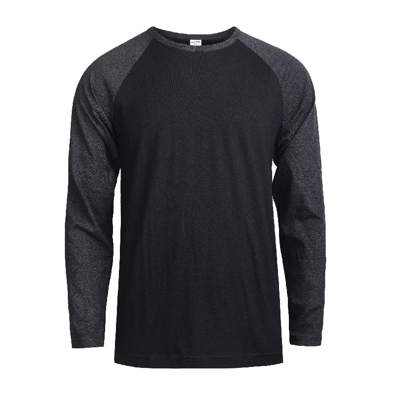 TOP PRO MEN'S LONG SLEEVE BASEBALL TEE (MBT002_C.GR/BLK)