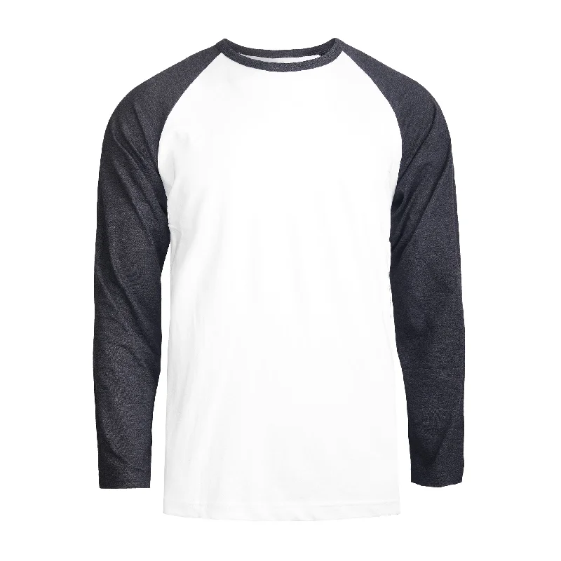 TOP PRO MEN'S LONG SLEEVE BASEBALL TEE (MBT002_C.GR/WHT)