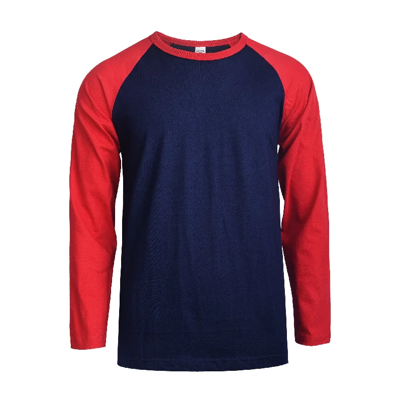 TOP PRO MEN'S LONG SLEEVE BASEBALL TEE (MBT002_D.RED/NV)