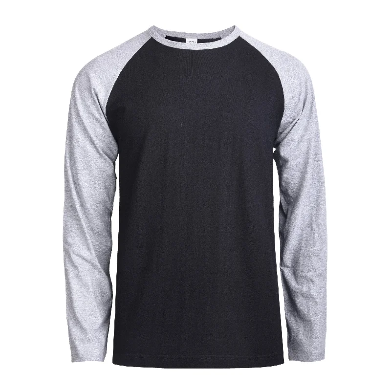 TOP PRO MEN'S LONG SLEEVE BASEBALL TEE (MBT002_H.GR/BLK)