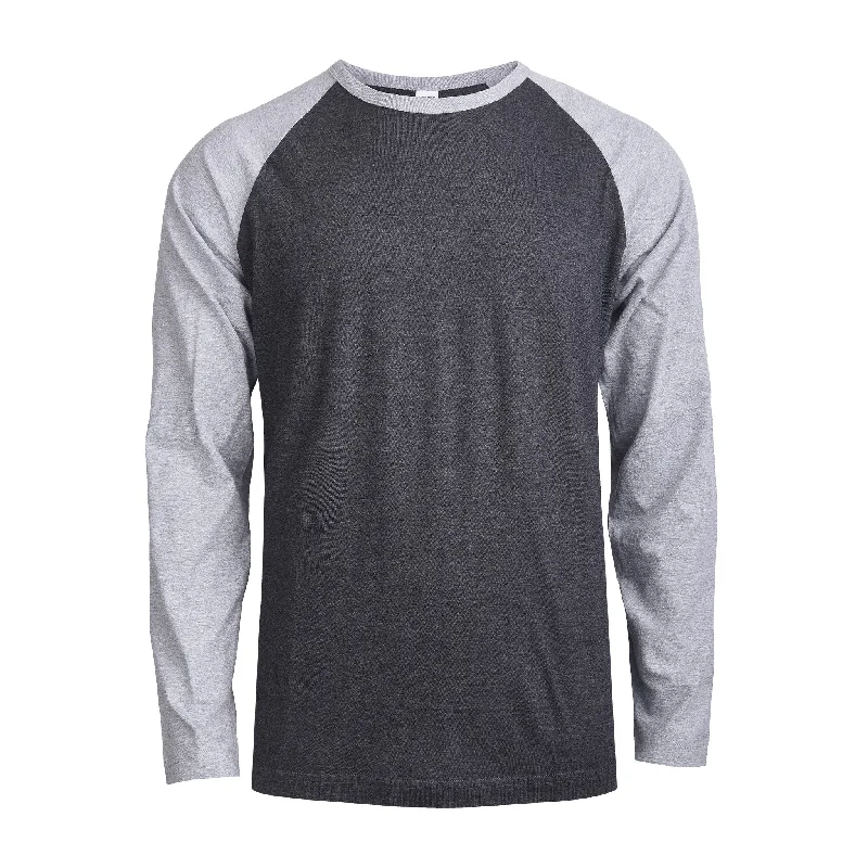 TOP PRO MEN'S LONG SLEEVE BASEBALL TEE (MBT002_H.GR/C.GR)