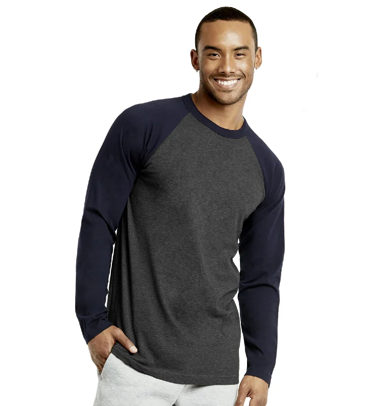 TOP PRO MEN'S LONG SLEEVE BASEBALL TEE (MBT002_NV/C.GR)