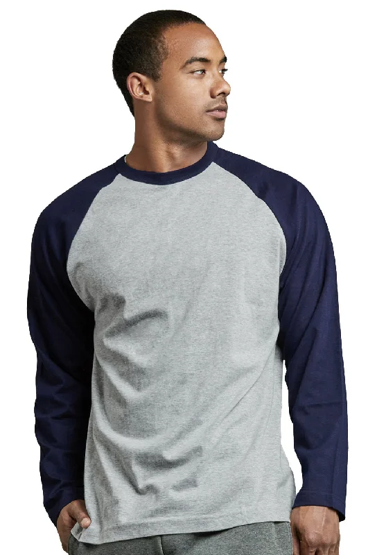 TOP PRO MEN'S LONG SLEEVE BASEBALL TEE (MBT002_NV/LT.G)