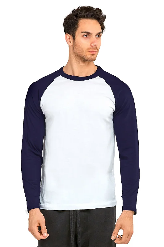 TOP PRO MEN'S LONG SLEEVE BASEBALL TEE (MBT002_NV/WHT)