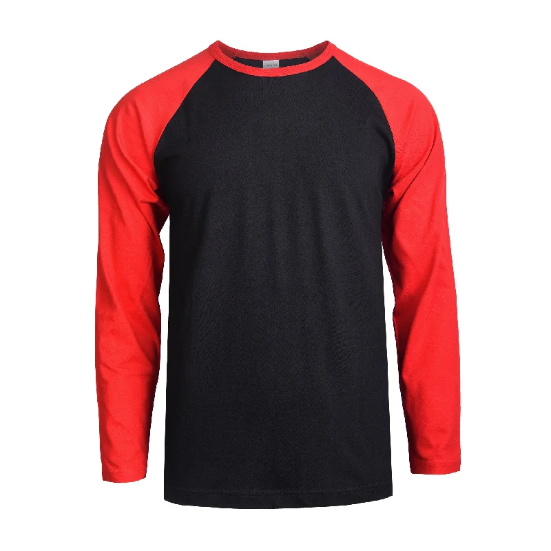 TOP PRO MEN'S LONG SLEEVE BASEBALL TEE (MBT002_RD/BLK)