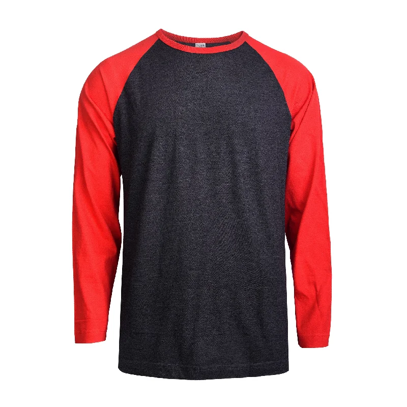 TOP PRO MEN'S LONG SLEEVE BASEBALL TEE (MBT002_RED/C.GR)