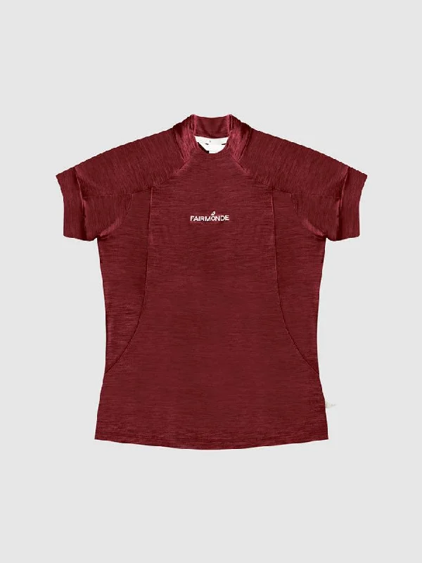 Merino Mock Neck Tee - Rosewood