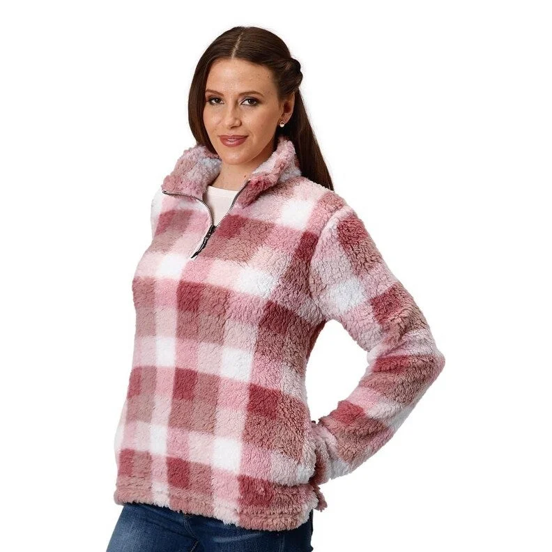 Roper Western Sweatshirt Womens Plaid Pink 03-098-0250-6154 PI