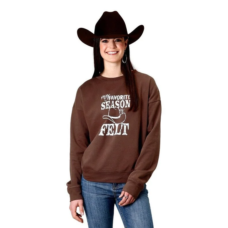 Roper Western Sweatshirt Womens Pullover Brown 03-038-0514-0142 BR