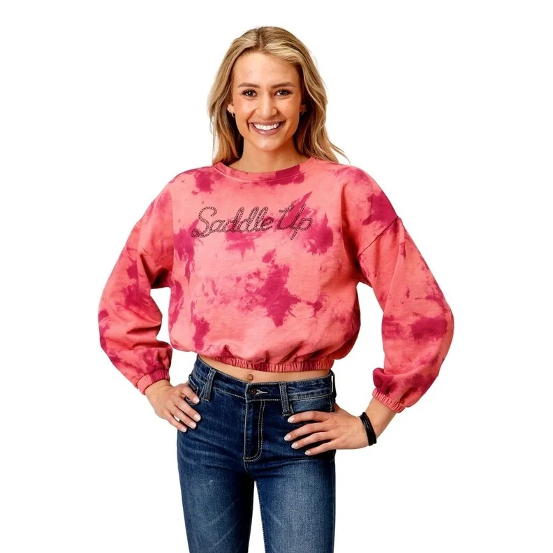 Roper Western Sweatshirt Womens Saddle Up Purple 03-038-0514-6092 PU