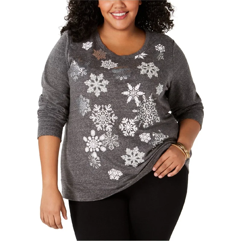 Style & Co. Womens Snowflake Sweatshirt, Grey, 0X