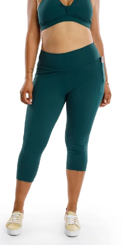 Teal Body Luxe Capri Leggings with Pockets