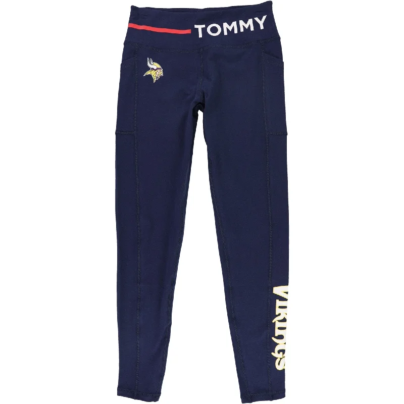 Tommy Hilfiger Womens Minnesota Vikings Compression Athletic Pants, Blue, Small