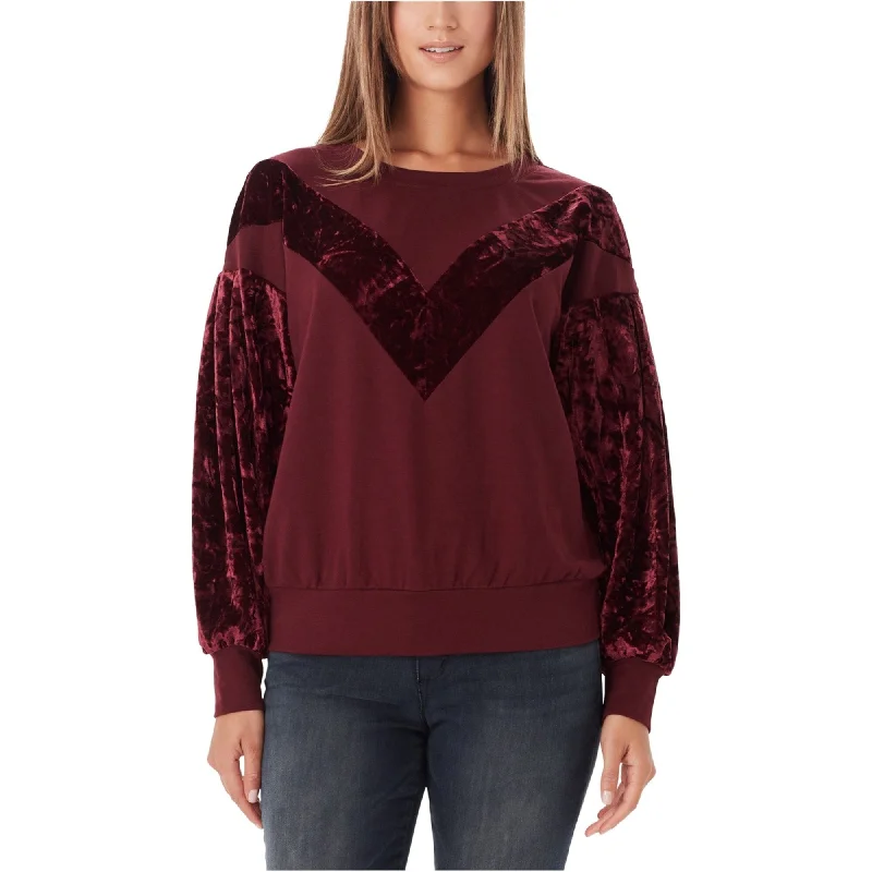 William Rast Womens Velvet Sweatshirt, Red, Small