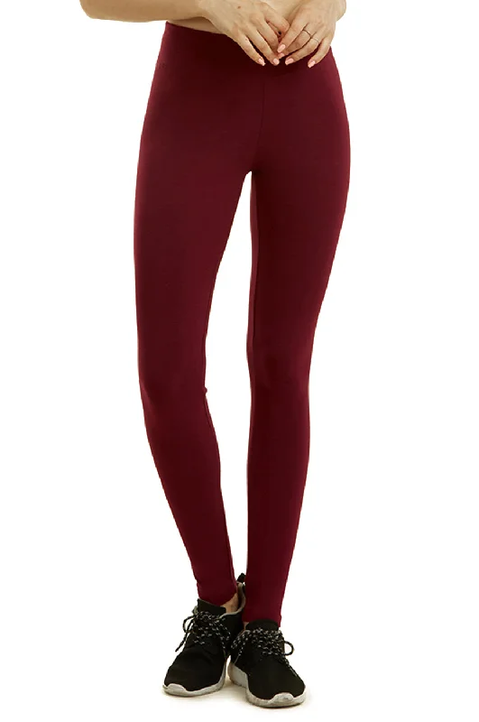 SOFRA LADIES COTTON LEGGINGS (WP4000_BURG)