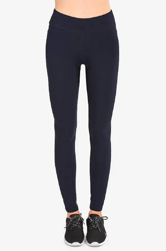 SOFRA LADIES COTTON LEGGINGS (WP4000_NAVY)